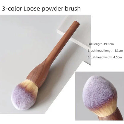 Walnut Wood Handle Makeup Brush Loose Powder Foundation Blush Contour Brushes Super Soft High Density Makeup Tools Brushes