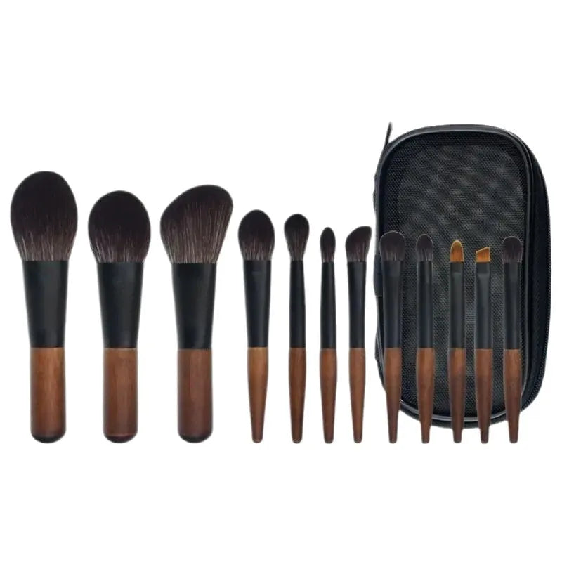 12pcs Travel Makeup Brushes Eyeshadow Brush Powder Blusher Liquid Foundation BB Cream Brush Portable Make Up Brush with Bag