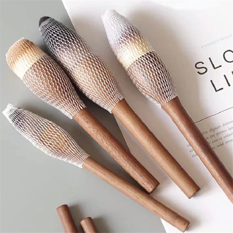 Walnut Wood Handle Makeup Brush Loose Powder Foundation Blush Contour Brushes Super Soft High Density Makeup Tools Brushes