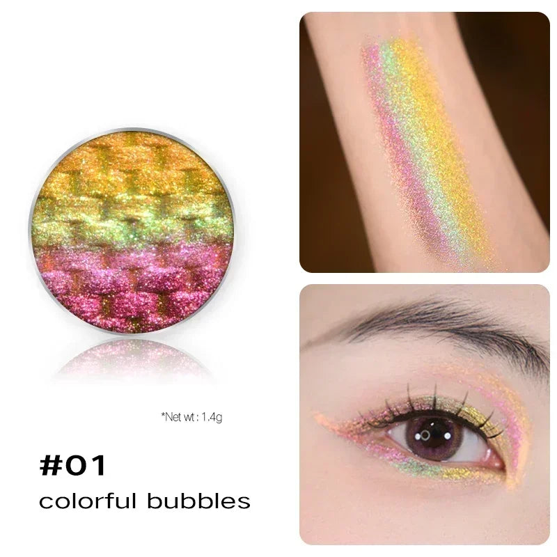 CHARMACY Chameleon Rainbow Eyeshadow New 5 Colors Shimmer Multichrome Long-lasting Eye Shadow Cosmetic Makeup for Women