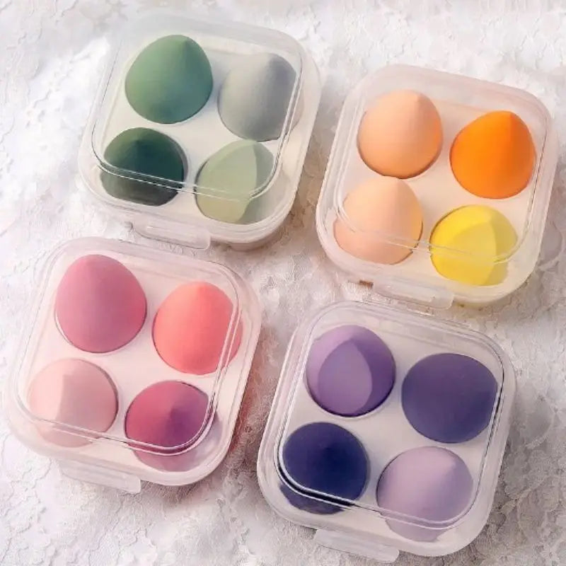 4pcs Beauty Egg Makeup Sponge Set Foundation Make Up Sponge With Egg Box Perfect For Face Cream Powder