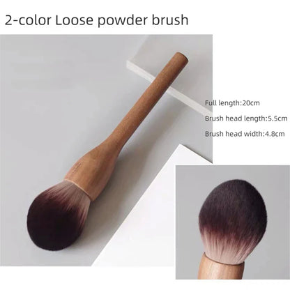 Walnut Wood Handle Makeup Brush Loose Powder Foundation Blush Contour Brushes Super Soft High Density Makeup Tools Brushes