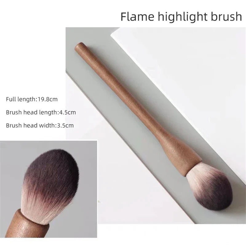 Walnut Wood Handle Makeup Brush Loose Powder Foundation Blush Contour Brushes Super Soft High Density Makeup Tools Brushes