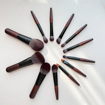 12pcs Travel Makeup Brushes Eyeshadow Brush Powder Blusher Liquid Foundation BB Cream Brush Portable Make Up Brush with Bag