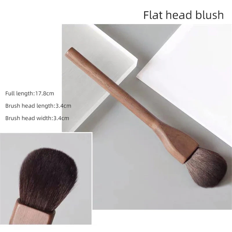 Walnut Wood Handle Makeup Brush Loose Powder Foundation Blush Contour Brushes Super Soft High Density Makeup Tools Brushes