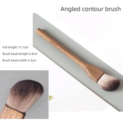 Walnut Wood Handle Makeup Brush Loose Powder Foundation Blush Contour Brushes Super Soft High Density Makeup Tools Brushes