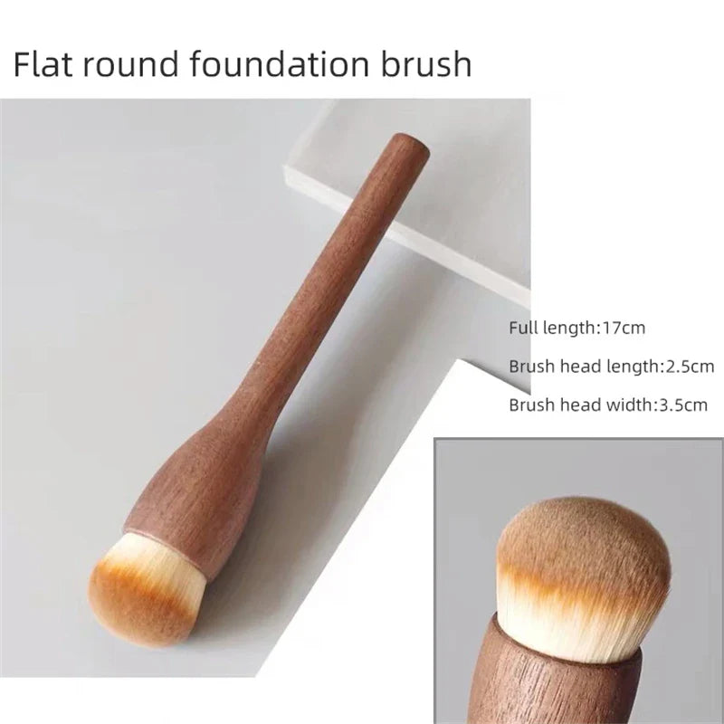 Walnut Wood Handle Makeup Brush Loose Powder Foundation Blush Contour Brushes Super Soft High Density Makeup Tools Brushes
