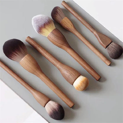 Walnut Wood Handle Makeup Brush Loose Powder Foundation Blush Contour Brushes Super Soft High Density Makeup Tools Brushes